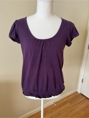 Lei Purple Short-Sleeve Top with Crochet back
